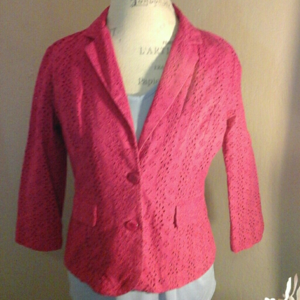Oscar de la Renta eyelet fitted jacket.